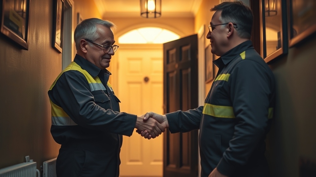 Engineer shaking hands with a Ashford homeowner after locating their leak